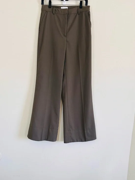 H&M Wide Leg Trousers Khaki Green Size 6 - Picture 2 of 13